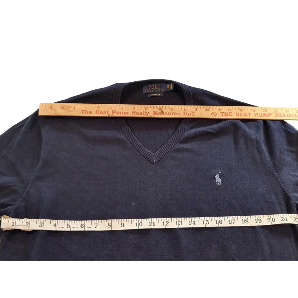Polo Ralph Lauren Pima Cotton Sweater Mens XL V Neck Blue Soft Workwear Knit Top